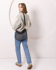 STELLA Leather Handbag - Grey & Suede