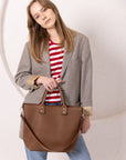 Cappuccino Leather Shoulder Handbag