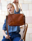 Robin Leather Handbag in Ginger Brown