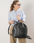 Dark Denim Leather Backpack for Everyday Use