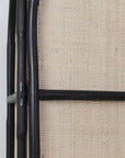 Luxury natural black rattan room divider, elegant webbed screen for stylish living space separation by Ella James at brixbailey.com