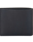Black Leather Billfold Wallet with Coin Pouch