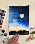 Hand-Painted Moon & Stars Watercolour Greeting Card