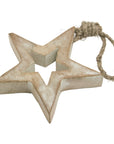 Small Whitewashed Wooden Star Decoration