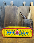 Yellow Wooden Painted Brick Mould / Decorative Herb Planter / Storage Box Tray