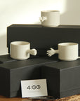 Gesture Ceramic Cups– Handmade Porcelain Coffee Cup (Rock-Paper- Scissors set)