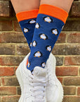 Navy Penguin Bamboo Socks