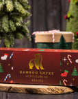 Red Christmas Drawer Box - 4 Pairs of Bamboo Socks (His)