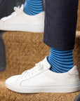 Sky Blue Narrow Striped Bamboo Socks