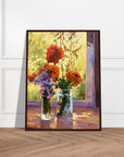 "Morning Light Poppies" Still Life Floral | 18x24 inch Wooden Framed Art Print | Original Artwork by American Artist Barbara Cleary