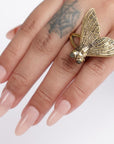 Insect-Inspired Adjustable Brass Ring – Boho Statement Jewellery.