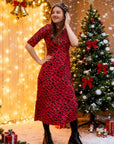 Red Leopard Midi Breastfeeding Dress | MilkyMoon