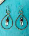 Quartz Earrings - Bronze Boho Hoops | Handmade by Blackbird & Sage