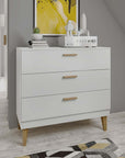 White Chest of Drawers with Oak Accent