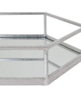 Silver hexagon glass trays with mesh detailing, modern geometric design for home decor or serving. by sostter at brixbailey.com