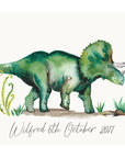 Triceratops Dinosaur Watercolour Wall Print