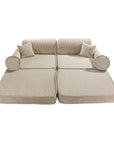 Large Modular Sofa for Kids in Ecru Corduroy