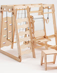 6in1 Indoor-Spielplatz aus Holz für Kinder – Schaukel, Rutsche, Seil und Treppe-5