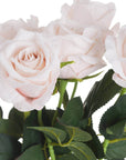 Lifelike pastel pink faux tea rose with realistic green foliage, perfect for home decor or bouquets. by sostter at brixbailey.com