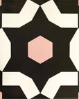 Premium FAIZA porcelain floor and wall tiles, luxury Moroccan-style black white pink pattern, anti-slip, indoor outdoor use, no sealing needed by Maria Starling Design at brixbailey.com