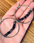 Silver Hoop Black Tourmaline - Bohemian | Handmade by Blackbird & Sage