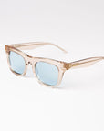 80s Inspired Risky Business Sunglasses - Clear Beige Frame & Blue Lens | UV Protection | Eco-Friendly Bioacetate Frames by Reecy at brixbailey.com