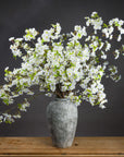 White cherry blossom floral spray with burgundy accents, lifelike plastic petals on 48-inch stems for home decor by sostter at brixbailey.com