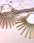 Boho style Brass/Silver Sunburst Hoop Earrings.