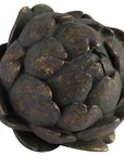 Handcrafted bronze artichoke sculpture with antiqued patina, lifelike botanical details on resin base, elegant home decor accent. by Sostter at brixbailey.com