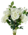 Pack of 6 x Artificial Flowers White Rose Stem - 3 flowers 80cm-0