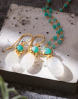 Persephone Double Gemstone Earrings Moonstone & Amazonite