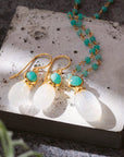 Persephone Double Gemstone Earrings in Moonstone and Amazonite