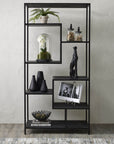 Spacious Black Storage Shelf Unit with Multi Tier Design