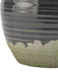 Handcrafted navy ceramic squat vase with rustic-modern glaze for floral arrangements and home decor. by Sostter at brixbailey.com