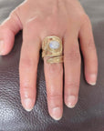 Handcrafted Brass Adjustable Rings with Moonstone – Ethnic Boho Design.