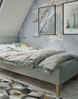 Grey Children's Bed with Oak Legs