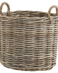 Set of 3 round Kubu rattan storage baskets with handles, natural brown wicker texture, sizes 40-51cm.by Sostter at brixbailey.com