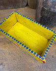Yellow Wooden Painted Brick Mould / Decorative Herb Planter / Storage Box Tray