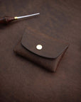 Dark Brown Leather Button Wallet