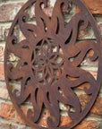 Rusty Metal Sun Garden Fence Decoration