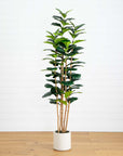 Artificial Fiddle Leaf Tree in White Planter - 7'