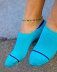 Neon Blue "No-Show" Bamboo Socks