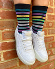 Navy Multi Striped Bamboo Socks