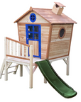 Wooden Tower Playhouse with Slide and Ladder