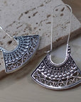 Fan-Shaped Tribal Brass/Silver Earrings