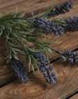 Realistic faux lavender stems with purple blooms and green accents, perfect for year-round home decor by sostter at brixbailey.com