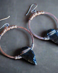 Obsidian Arrowhead Hoop Earrings – Boho | Handmade by Blackbird & Sage