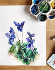 Violet - February Birth Flower - Watercolour Fine Art Print