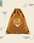 Waterproof Drawstring Bag with Tiger Design