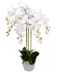 Artificial Deluxe Bush Orchid White 85cm Bush Orchid Lots Flowers-0